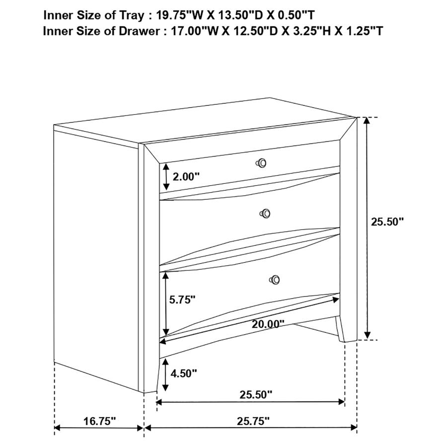 (image for) Briana 2-drawer Nightstand Black