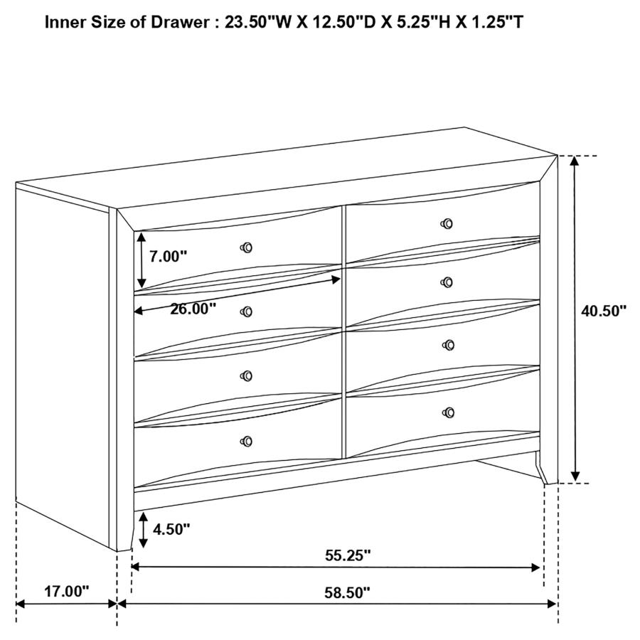 (image for) Briana 8-drawer Dresser Black