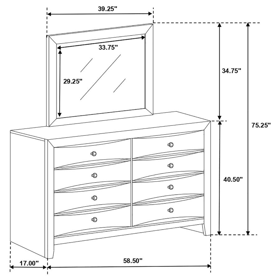 (image for) Briana 8-drawer Dresser with Mirror Black