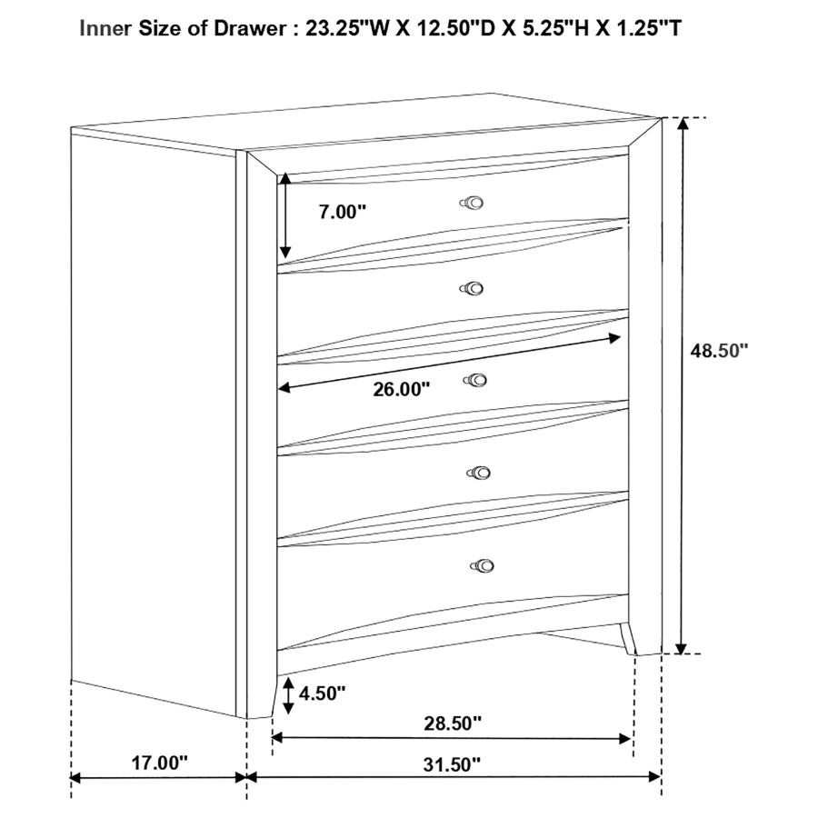 (image for) Briana 5-drawer Bedroom Chest Black