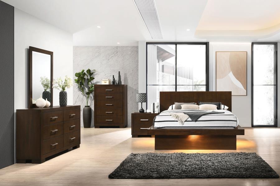 (image for) Jessica 5-piece Eastern King LED Bedroom Set Cappuccino - Click Image to Close