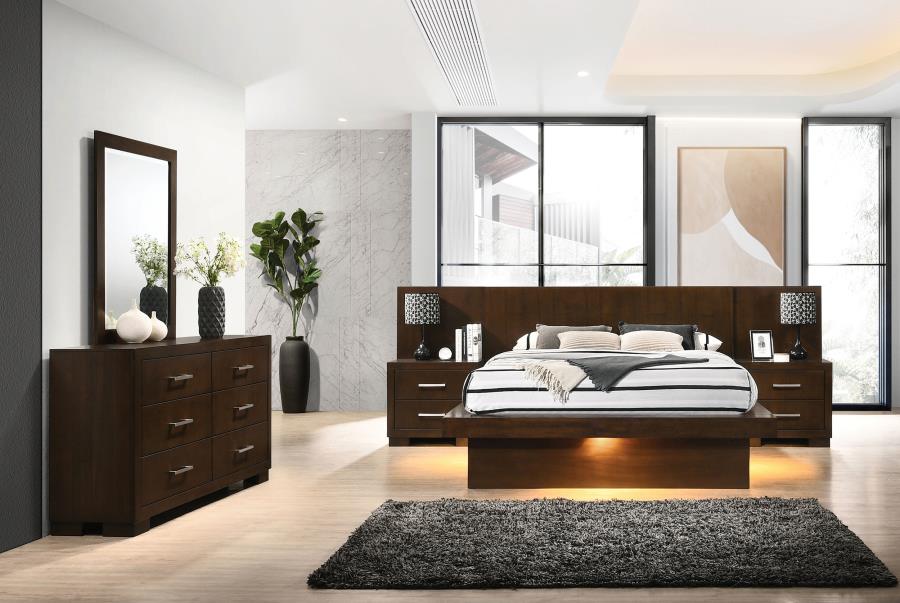 (image for) Jessica 5-piece Eastern King LED Bedroom Set Cappuccino