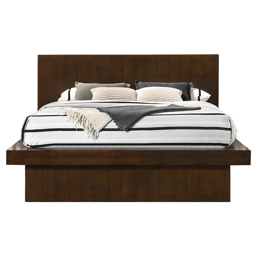 (image for) Jessica Wood Eastern King LED Panel Bed Cappuccino - Click Image to Close