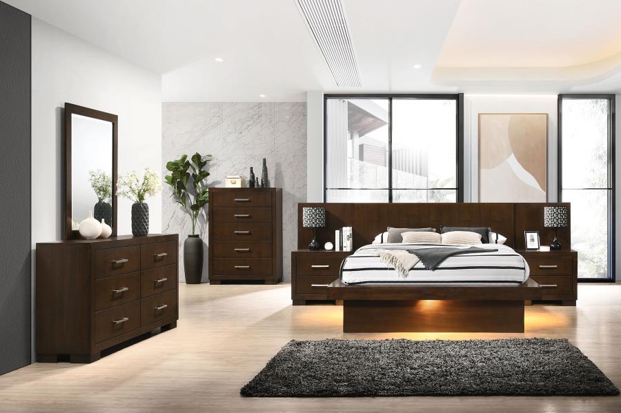 Modal Additional Images for Jessica Wood Eastern King LED Panel Bed Cappuccino