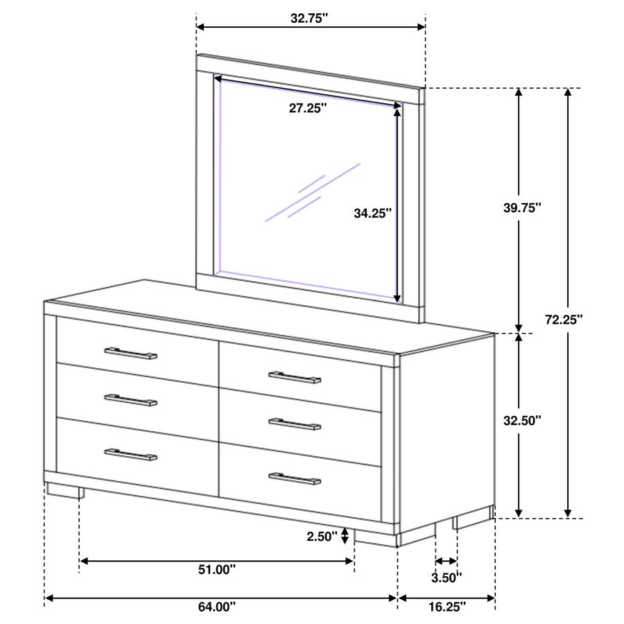 (image for) Jessica 6-drawer Dresser with Mirror Cappuccino