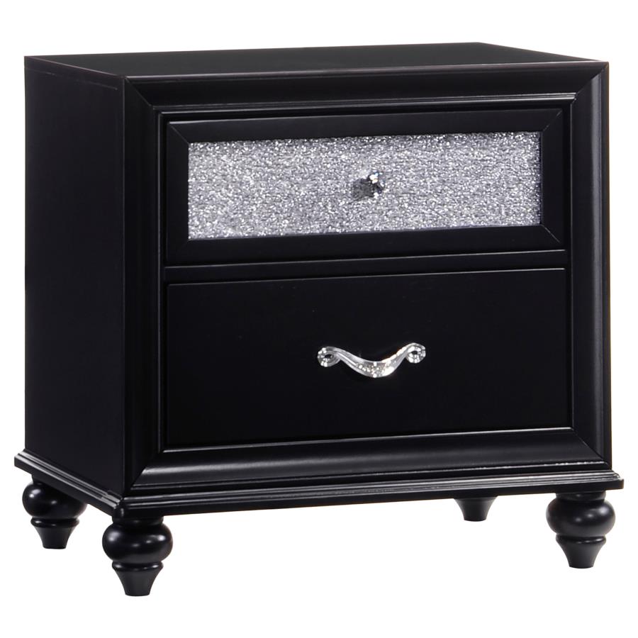 (image for) Barzini 2-drawer Nightstand Black - Click Image to Close