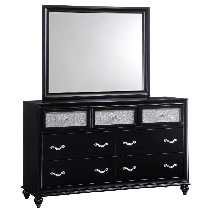 (image for) Barzini 7-drawer Dresser with Mirror Black - Click Image to Close