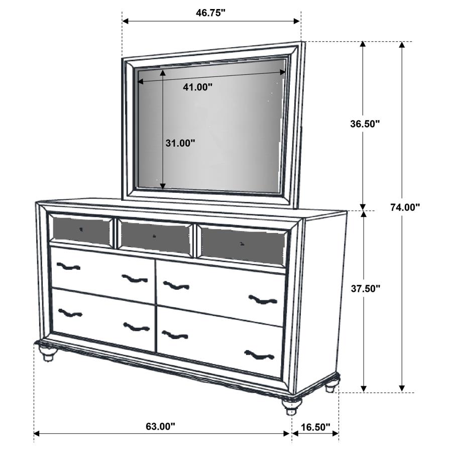 (image for) Barzini 7-drawer Dresser with Mirror Black