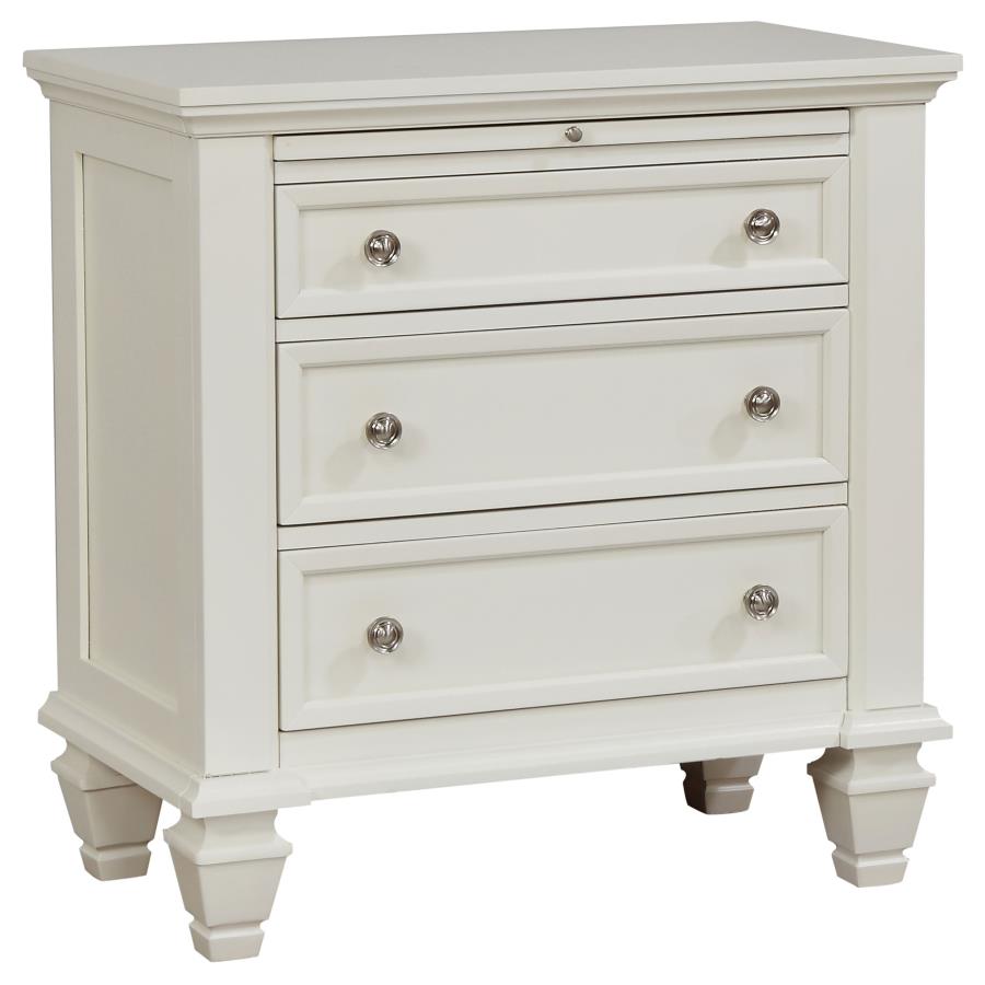 (image for) Sandy Beach 3-drawer Nightstand Cream White - Click Image to Close