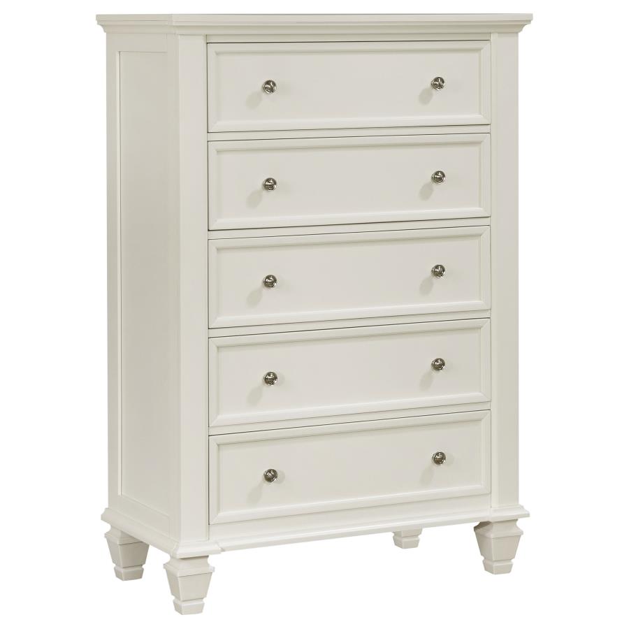 (image for) Sandy Beach 5-drawer Bedroom Chest Cream White - Click Image to Close