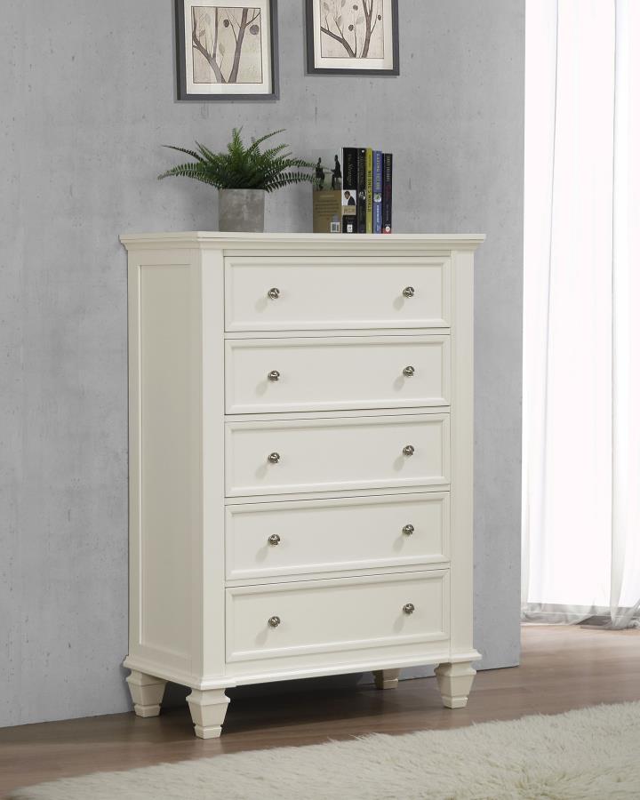 (image for) Sandy Beach 5-drawer Bedroom Chest Cream White