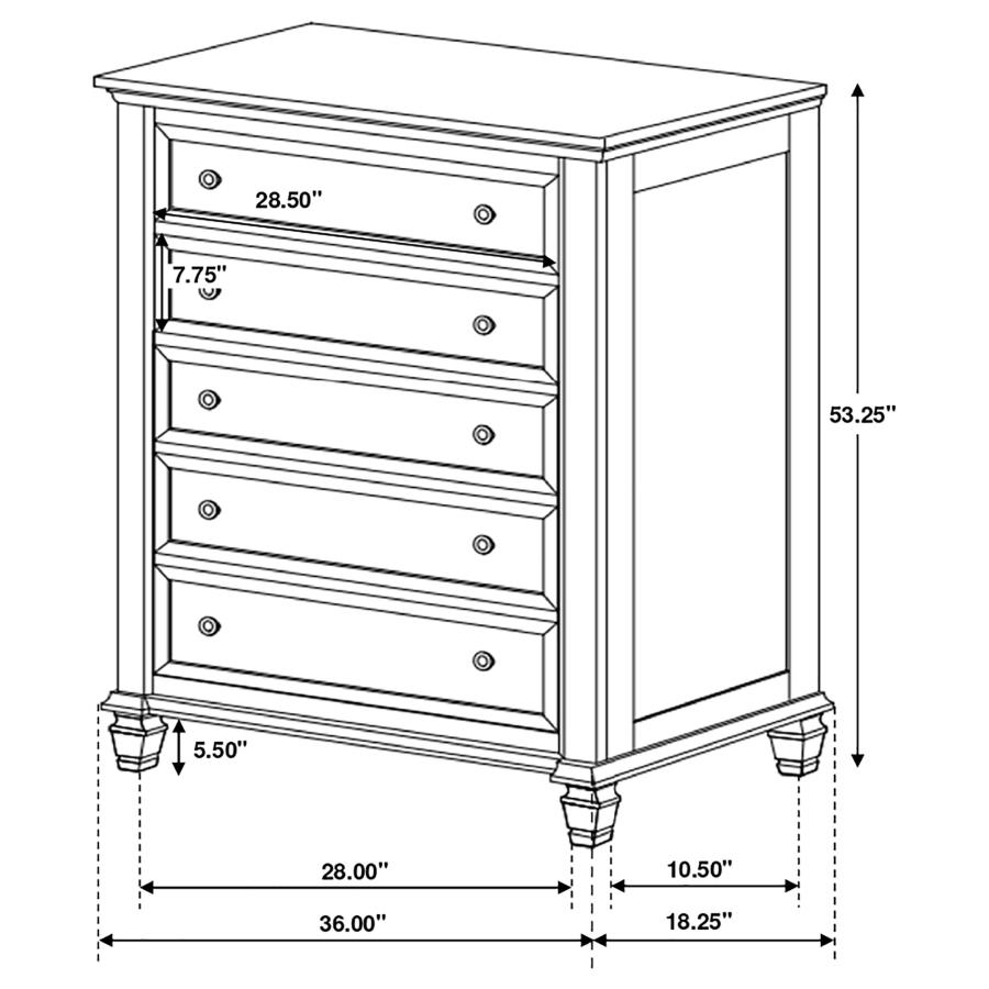 (image for) Sandy Beach 5-drawer Bedroom Chest Cream White