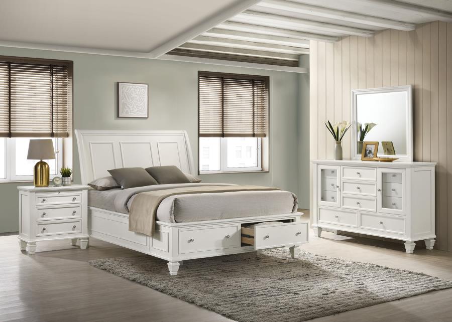 (image for) Sandy Beach 4-piece Eastern King Bedroom Set Cream White - Click Image to Close