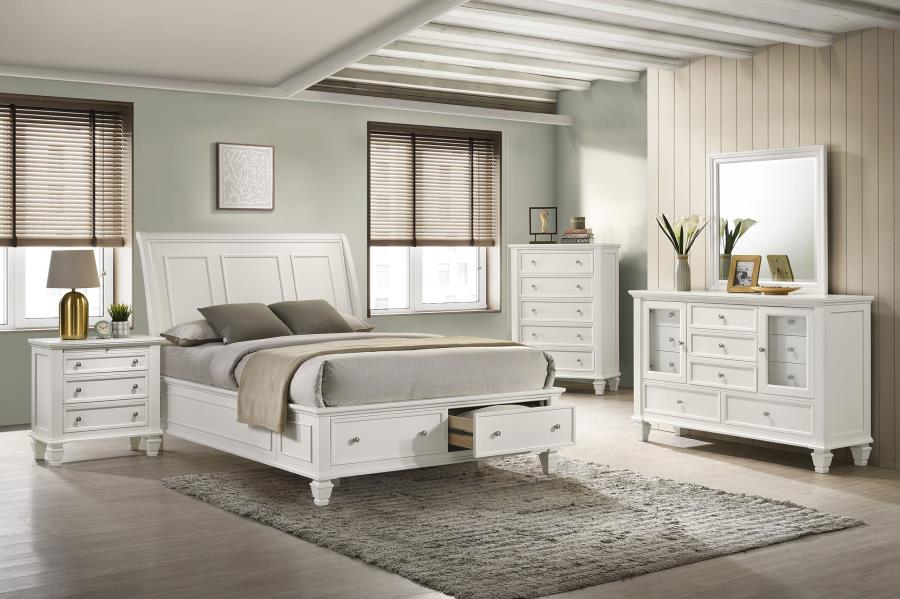 Modal Additional Images for Sandy Beach Wood Eastern King Storage Panel Bed Cream White