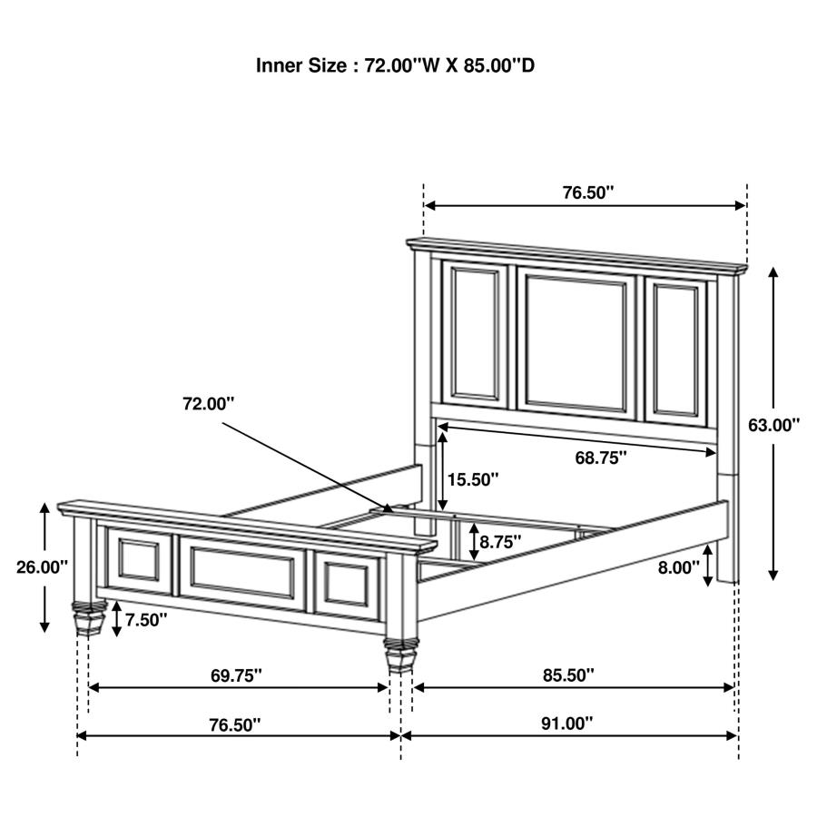 (image for) Sandy Beach Wood California King Panel Bed Black