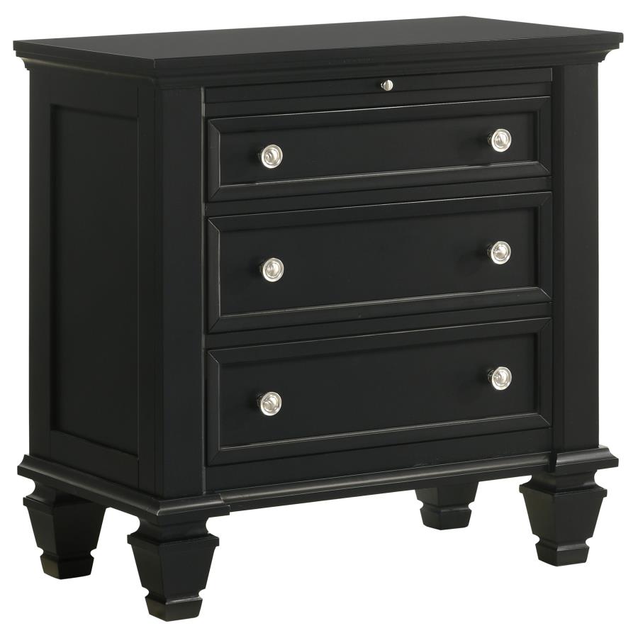 (image for) Sandy Beach 3-drawer Nightstand Black - Click Image to Close