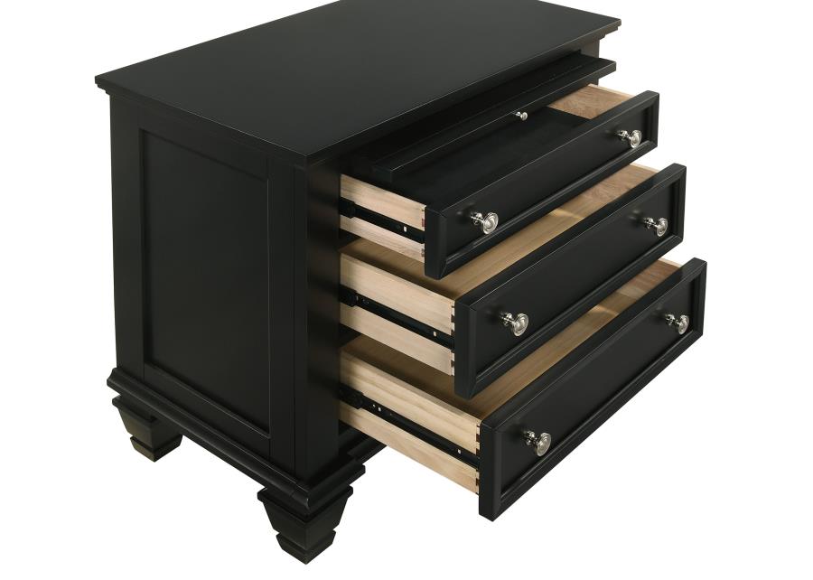 (image for) Sandy Beach 3-drawer Nightstand Black