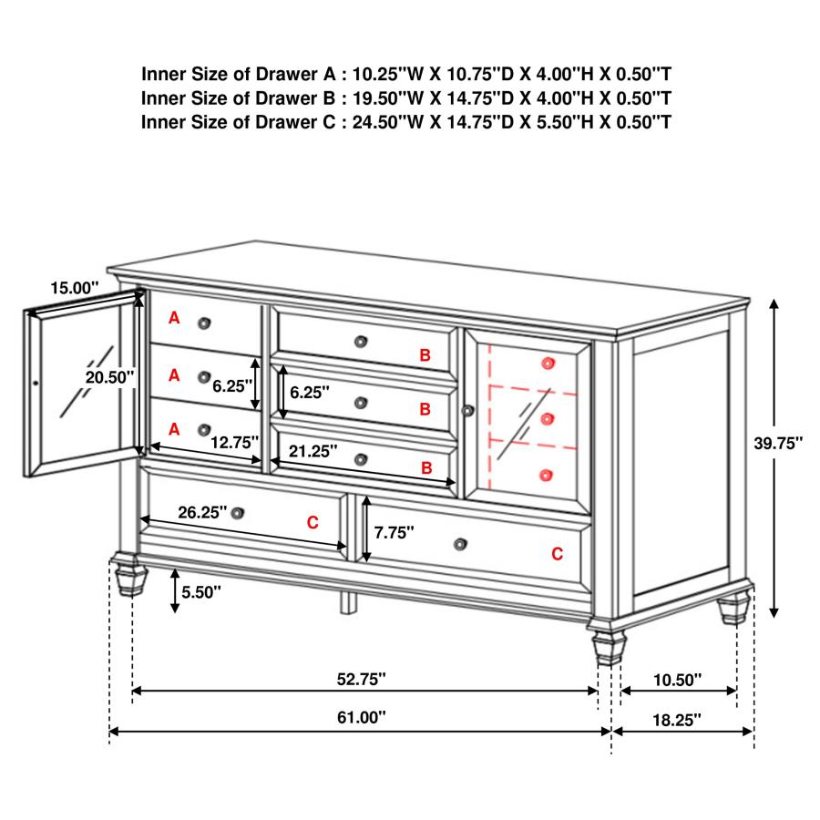 (image for) Sandy Beach 11-drawer Dresser Black