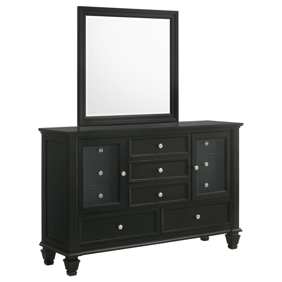 (image for) Sandy Beach 11-drawer Dresser with Mirror Black - Click Image to Close