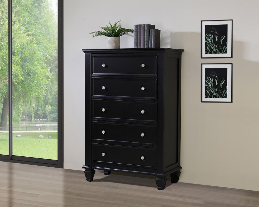 (image for) Sandy Beach 5-drawer Bedroom Chest Black