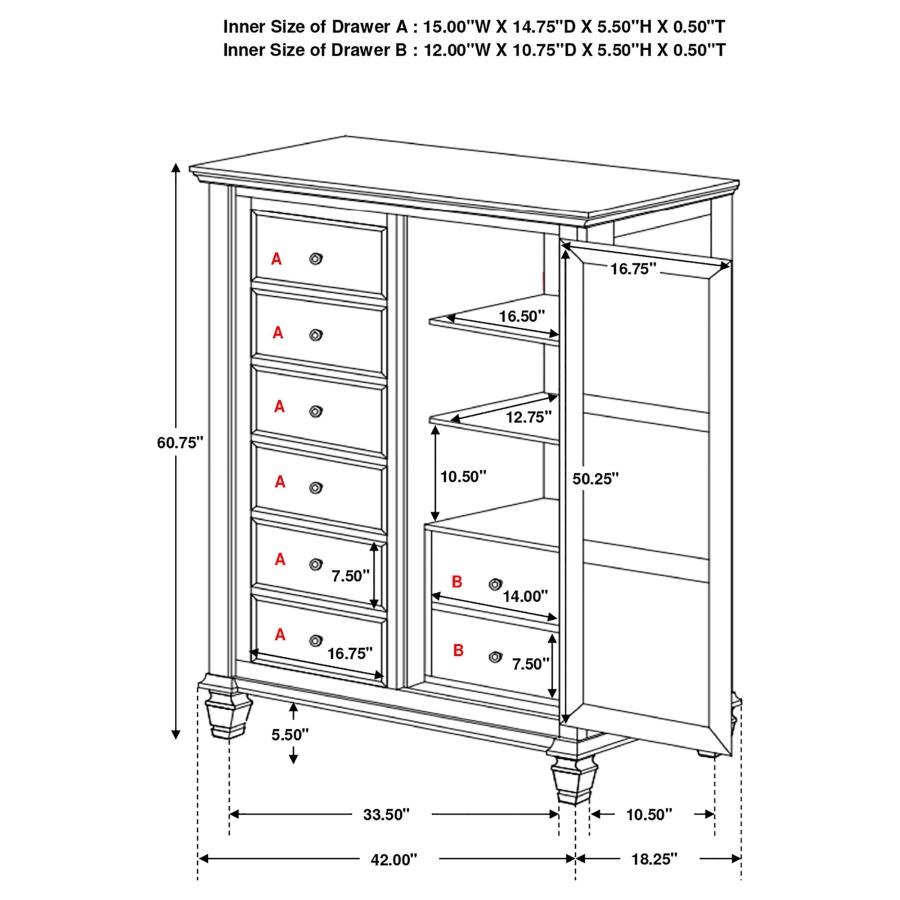 (image for) Sandy Beach 8-drawer Door Chest Black