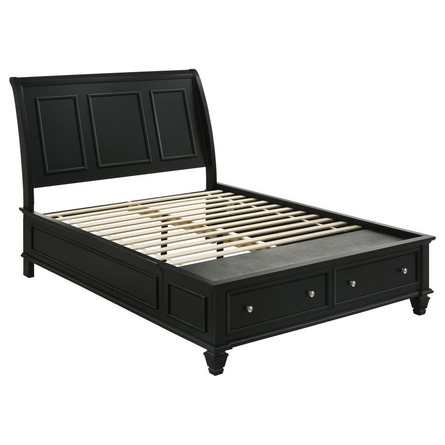 (image for) Sandy Beach Wood Eastern King Storage Panel Bed Black - Click Image to Close