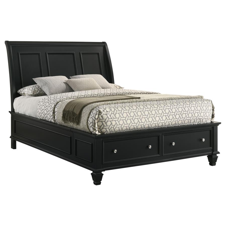 (image for) Sandy Beach Wood California King Storage Panel Bed Black