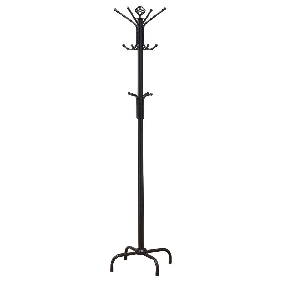 (image for) Collier 12 Hook Freestanding Coat Rack Hat Hanger Black