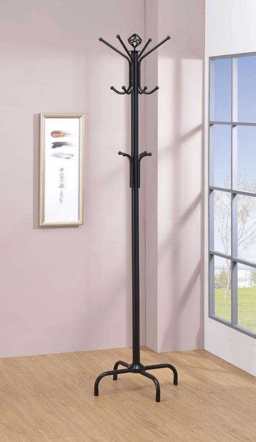 (image for) Collier 12 Hook Freestanding Coat Rack Hat Hanger Black