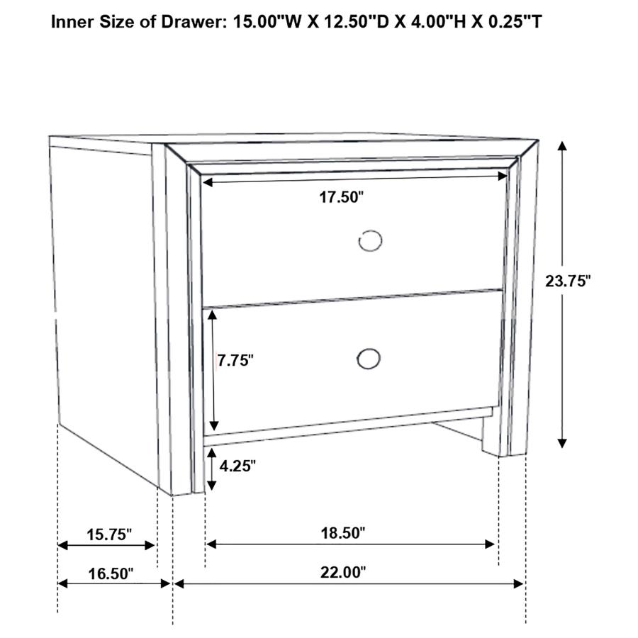 (image for) Serenity 2-drawer Nightstand Rich Merlot