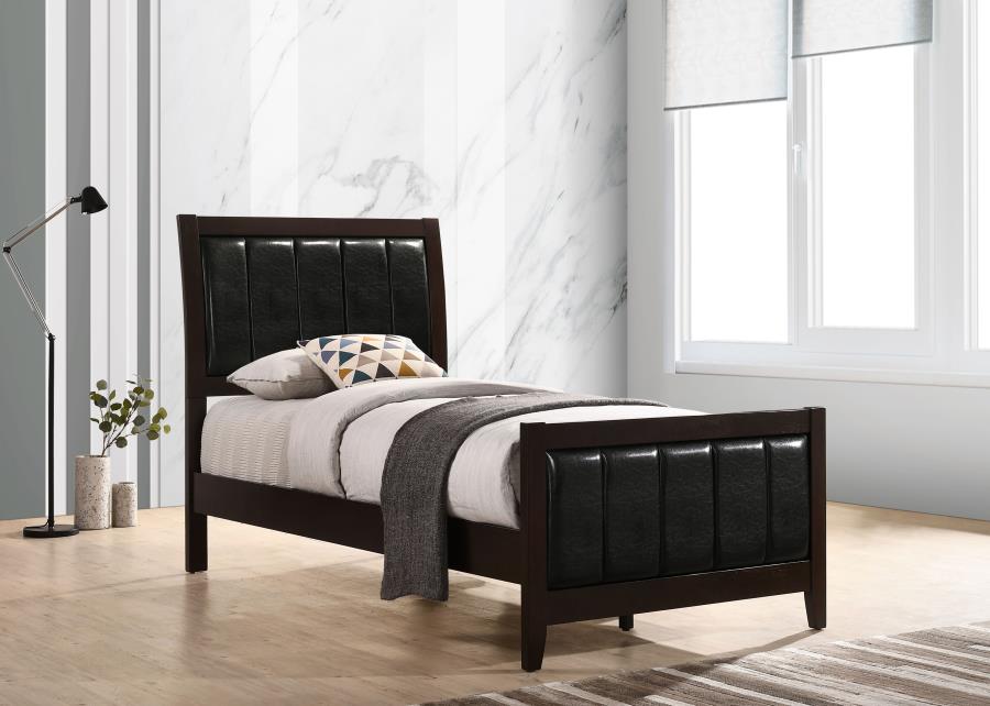 (image for) Carlton Wood Twin Panel Bed Cappuccino