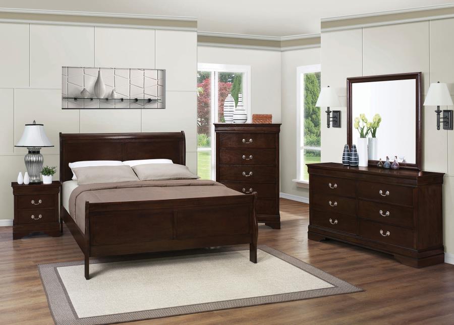 Modal Additional Images for Louis Philippe Wood Full Sleigh Bed Cappuccino