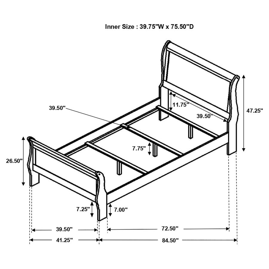 (image for) Louis Philippe 4-piece Twin Bedroom Set Cappuccino