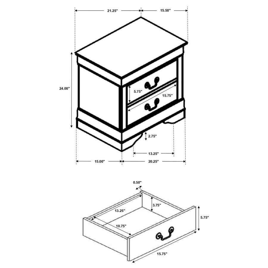 (image for) Louis Philippe 2-drawer Nightstand Cappuccino