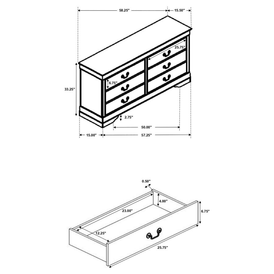 (image for) Louis Philippe 6-drawer Dresser Cappuccino