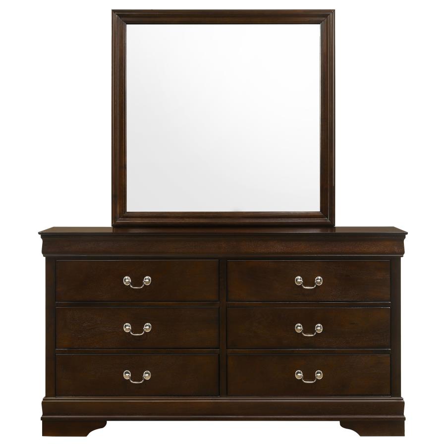 (image for) Louis Philippe 6-drawer Dresser with Mirror Cappuccino