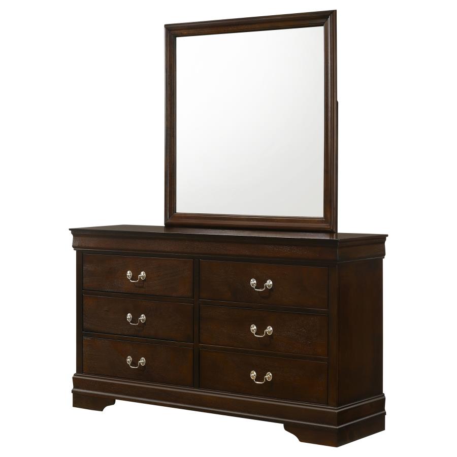 (image for) Louis Philippe 6-drawer Dresser with Mirror Cappuccino