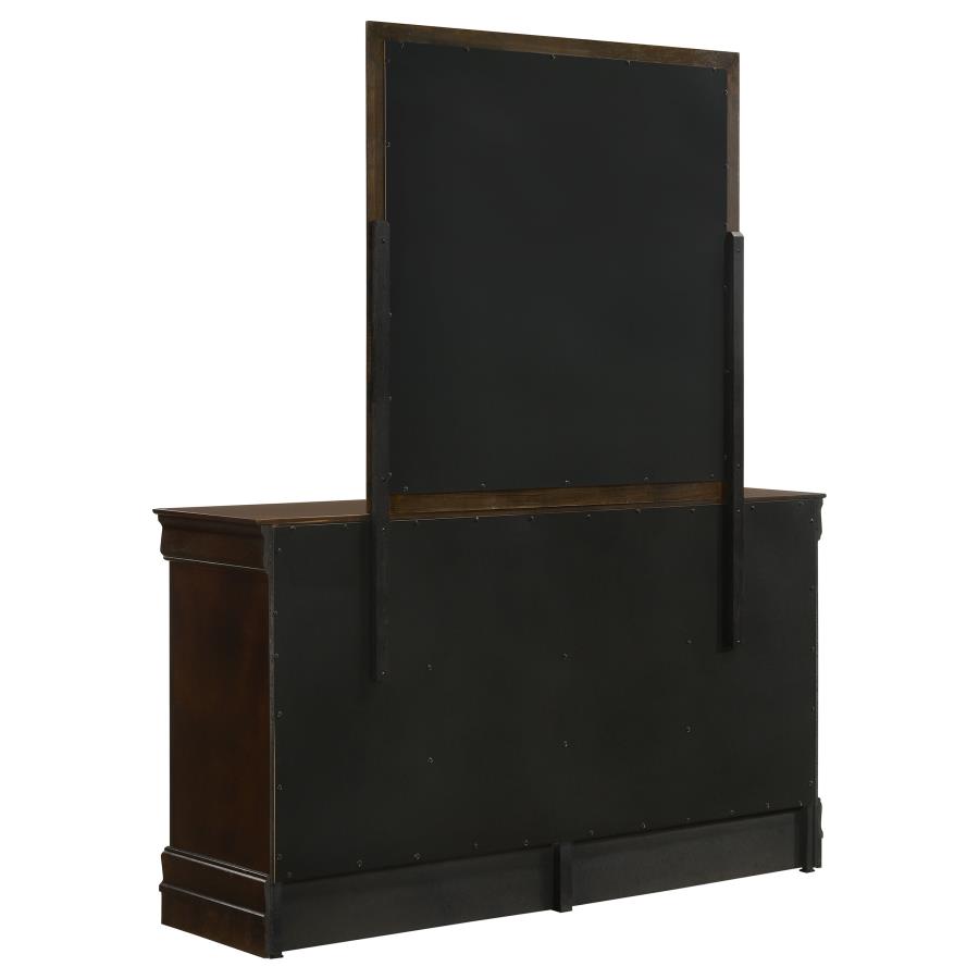 (image for) Louis Philippe 6-drawer Dresser with Mirror Cappuccino