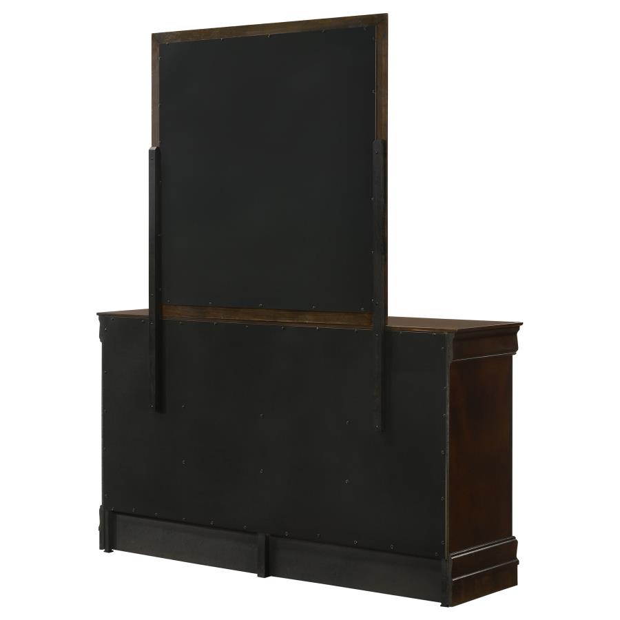 (image for) Louis Philippe 6-drawer Dresser with Mirror Cappuccino