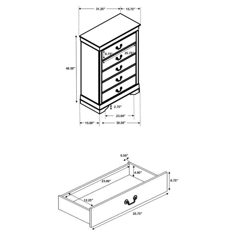 (image for) Louis Philippe 5-drawer Bedroom Chest Cappuccino