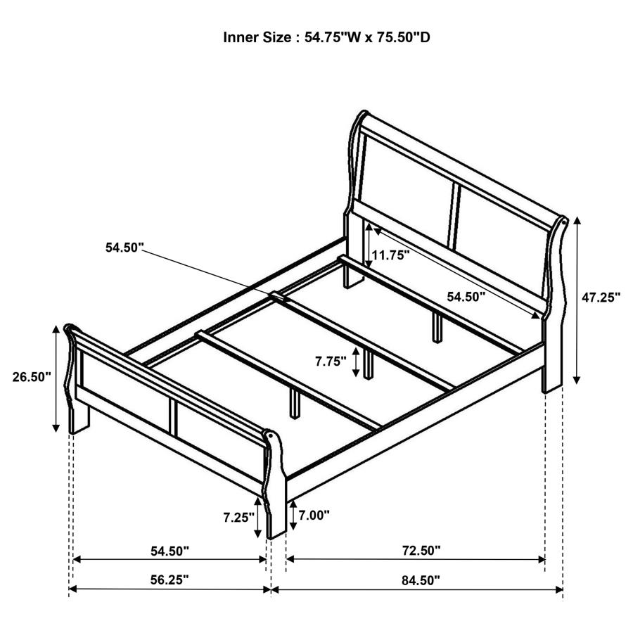 (image for) Louis Philippe 47-inch Full Sleigh Panel Bed White