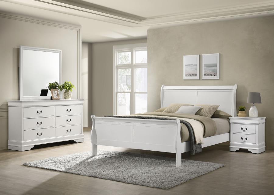 (image for) Louis Philippe 4-piece Eastern King Bedroom Set White - Click Image to Close