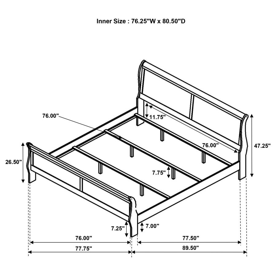 (image for) Louis Philippe 47-inch Eastern King Sleigh Panel Bed White