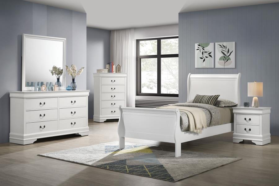 (image for) Louis Philippe 5-piece Twin Bedroom Set White - Click Image to Close