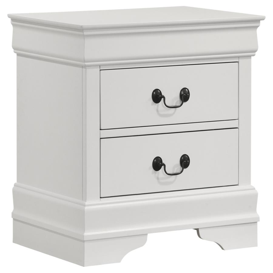 (image for) Louis Philippe 2-drawer Nightstand Bedside Table White