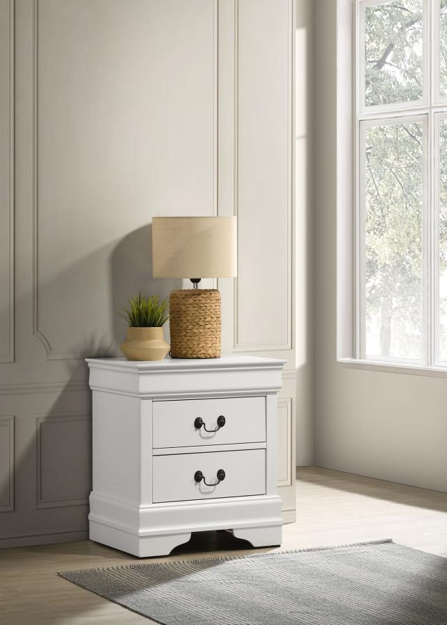 (image for) Louis Philippe 2-drawer Nightstand Bedside Table White