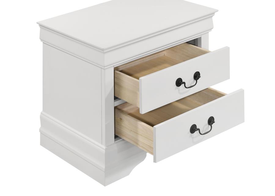 (image for) Louis Philippe 2-drawer Nightstand Bedside Table White