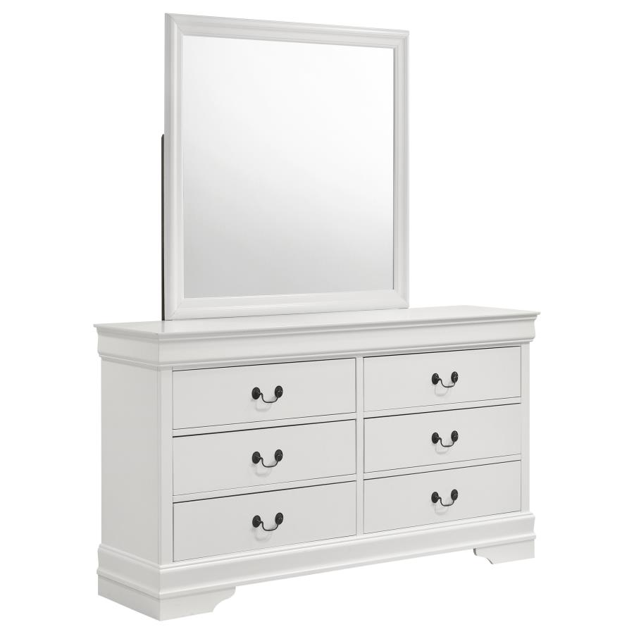 (image for) Louis Philippe 6-drawer Dresser and Mirror White