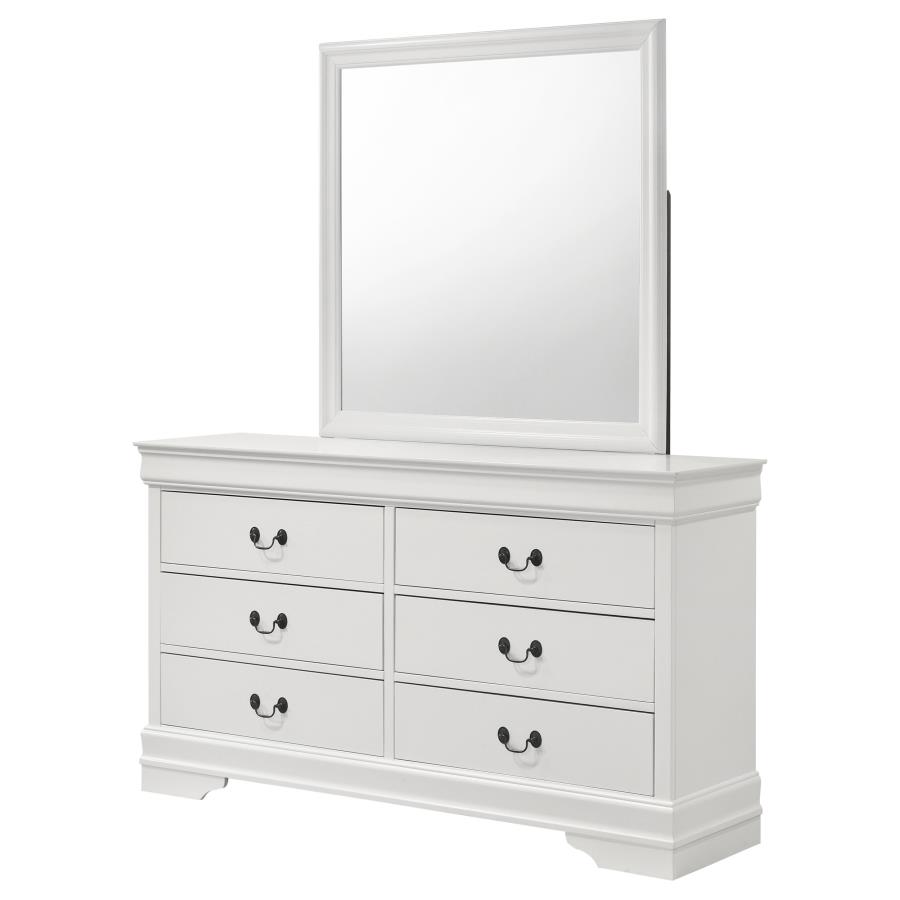 (image for) Louis Philippe 6-drawer Dresser and Mirror White