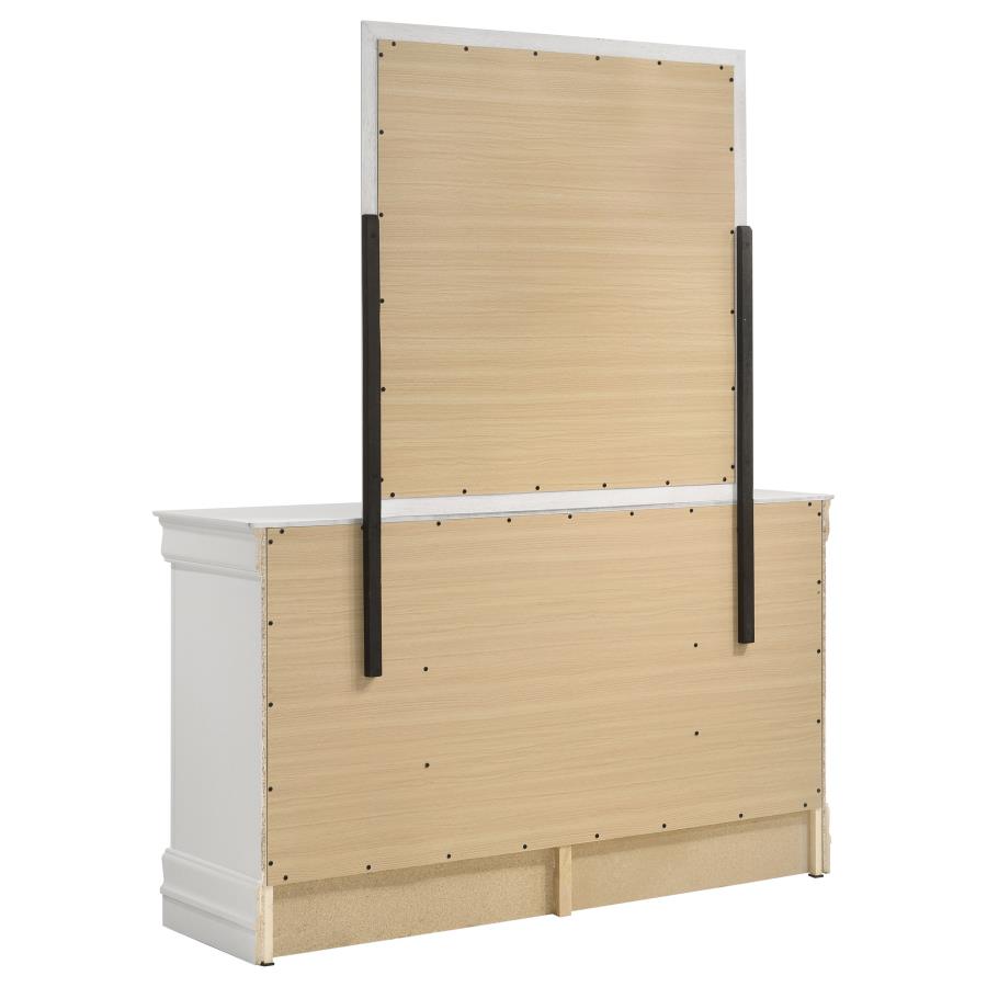 (image for) Louis Philippe 6-drawer Dresser and Mirror White